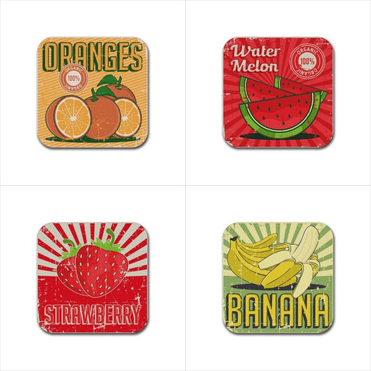 Fruit Ads Drink Coasters Rubber Beverage Anti Slip Variety Set Advertisment Anti Slip Banana Barware Beverage Coasters Fruit Orange Rubber Coasters Strawberry Summer Watermelon Rubber Coasters