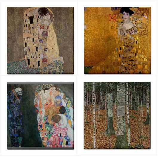 Gustav Klimt Ceramic Tile Set Of 4 Art Decorative Coaster Backsplash Tiles Art Backsplash Ceramic Ceramic Tile Ceramic Tile Set Famous Fine Art Gustav Klimt Home Decor Tile Ceramic Tile Set