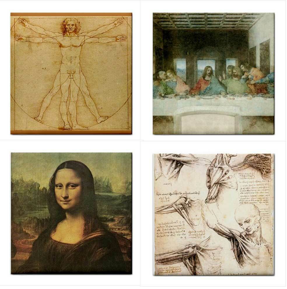 Leonardo Da Vinci Ceramic Tile Set Of 4 Art Decorative Coaster Backsplash Tiles Art Backsplash Ceramic Ceramic Tile Ceramic Tile Set Famous Fine Art Home Decor Tile Ceramic Tile Set