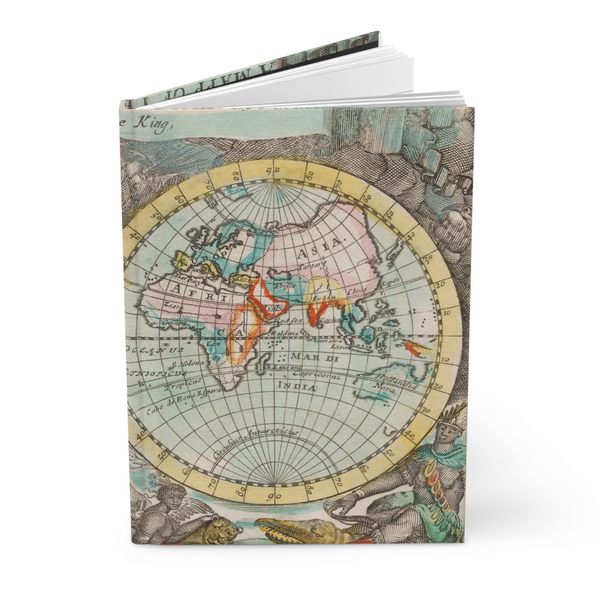 Vintage World Map Hardcover Journal 150 Page Lined Notebook