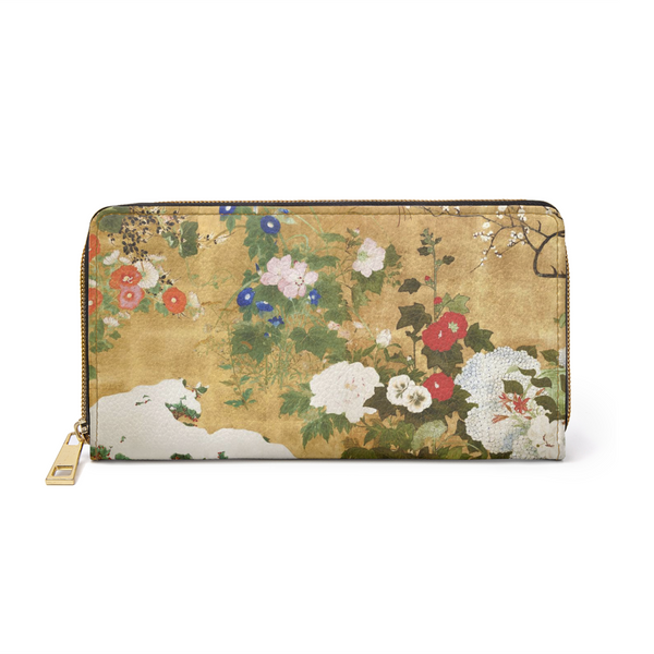 Flowers Of The Four Seasons Zipper Wallet Saito Ippo Art Faux Leather