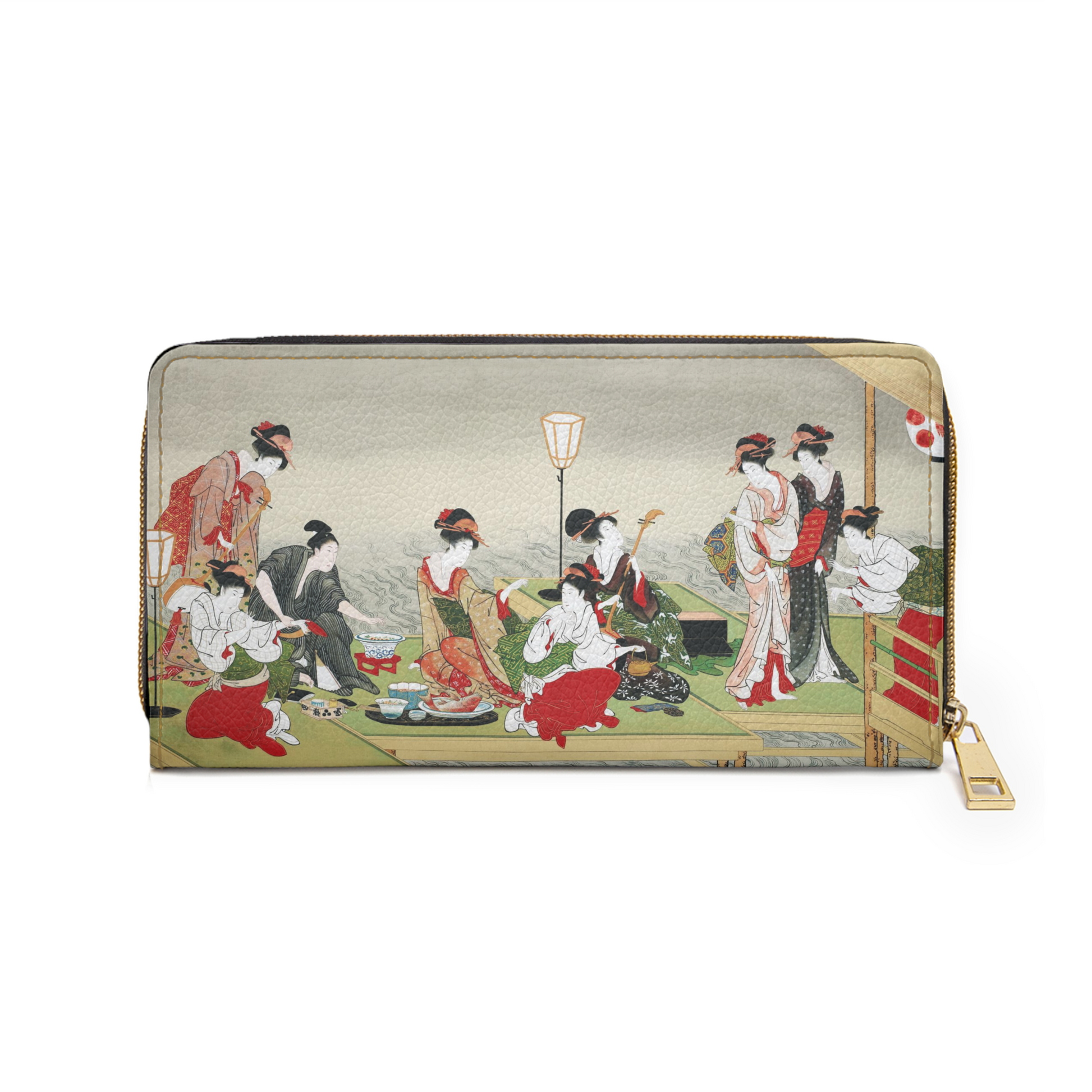 Japanese Women Zipper Wallet Faux Leather Utagawa Toyohiro Art Art Geisha Japan Japanese Kimono Utagawa Toyohiro wallet Women Zipper Wallet Zippered Wallet