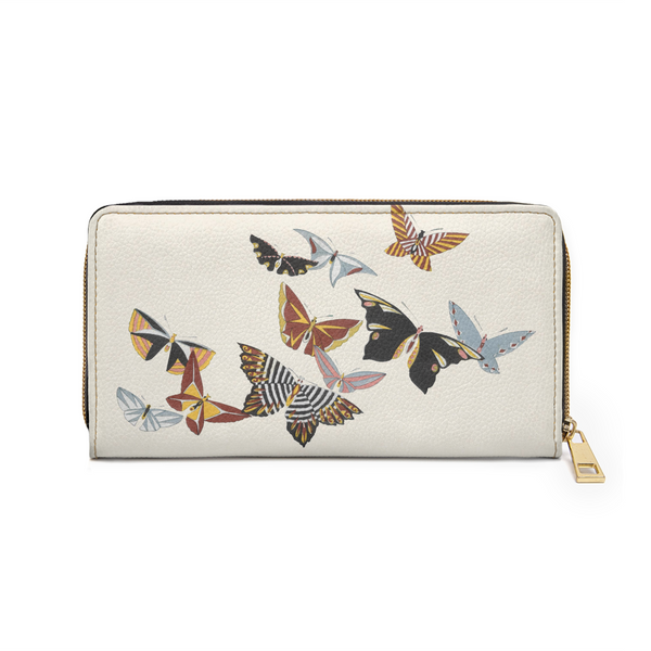Japanese Butterflies Zipper Wallet Kamisaka Sekka Art Faux Leather