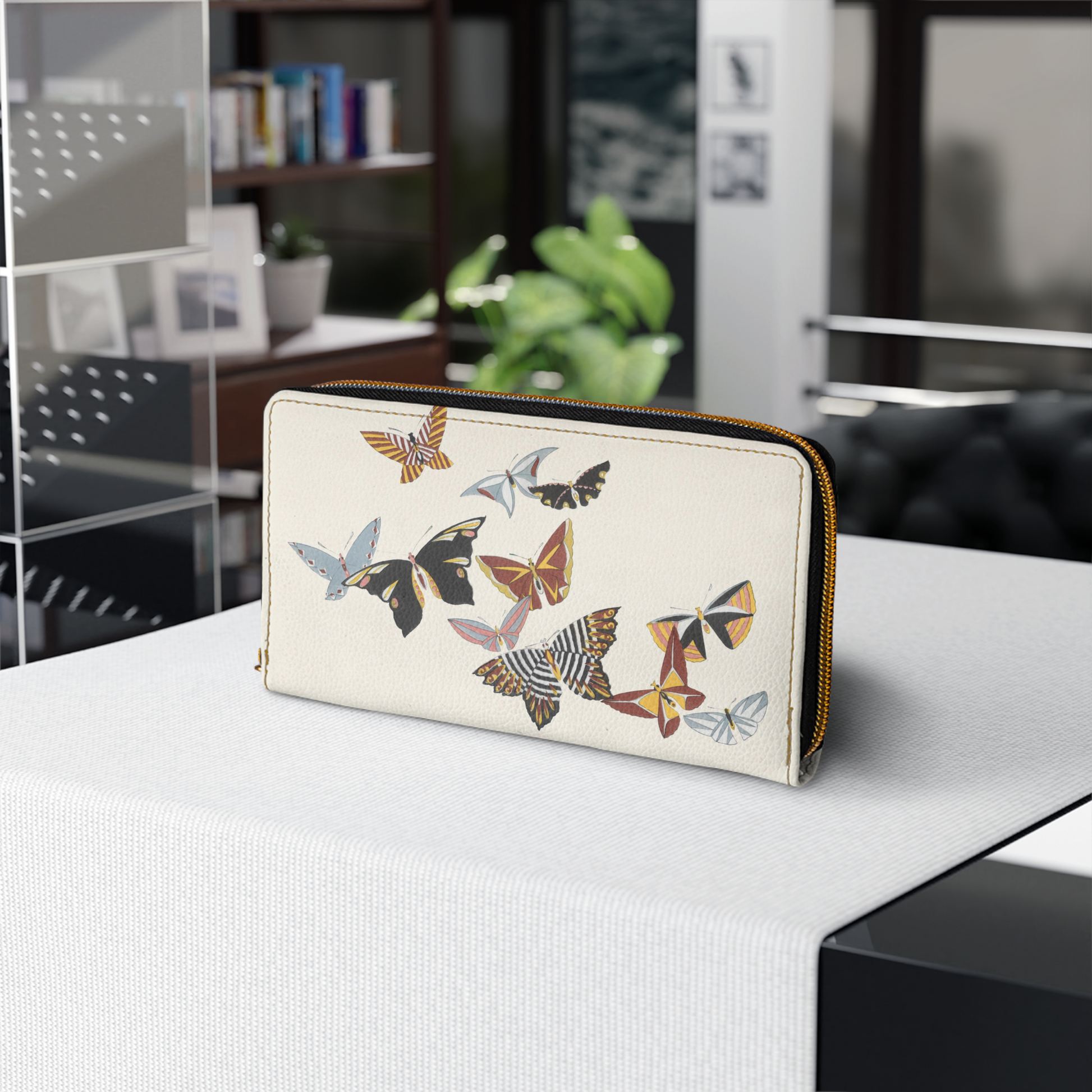 Japanese Butterflies Zipper Wallet Kamisaka Sekka Art Faux Leather Art Butterflies Butterfly Japan Japanese Kamisaka Sekka wallet Zipper Wallet Zippered Wallet