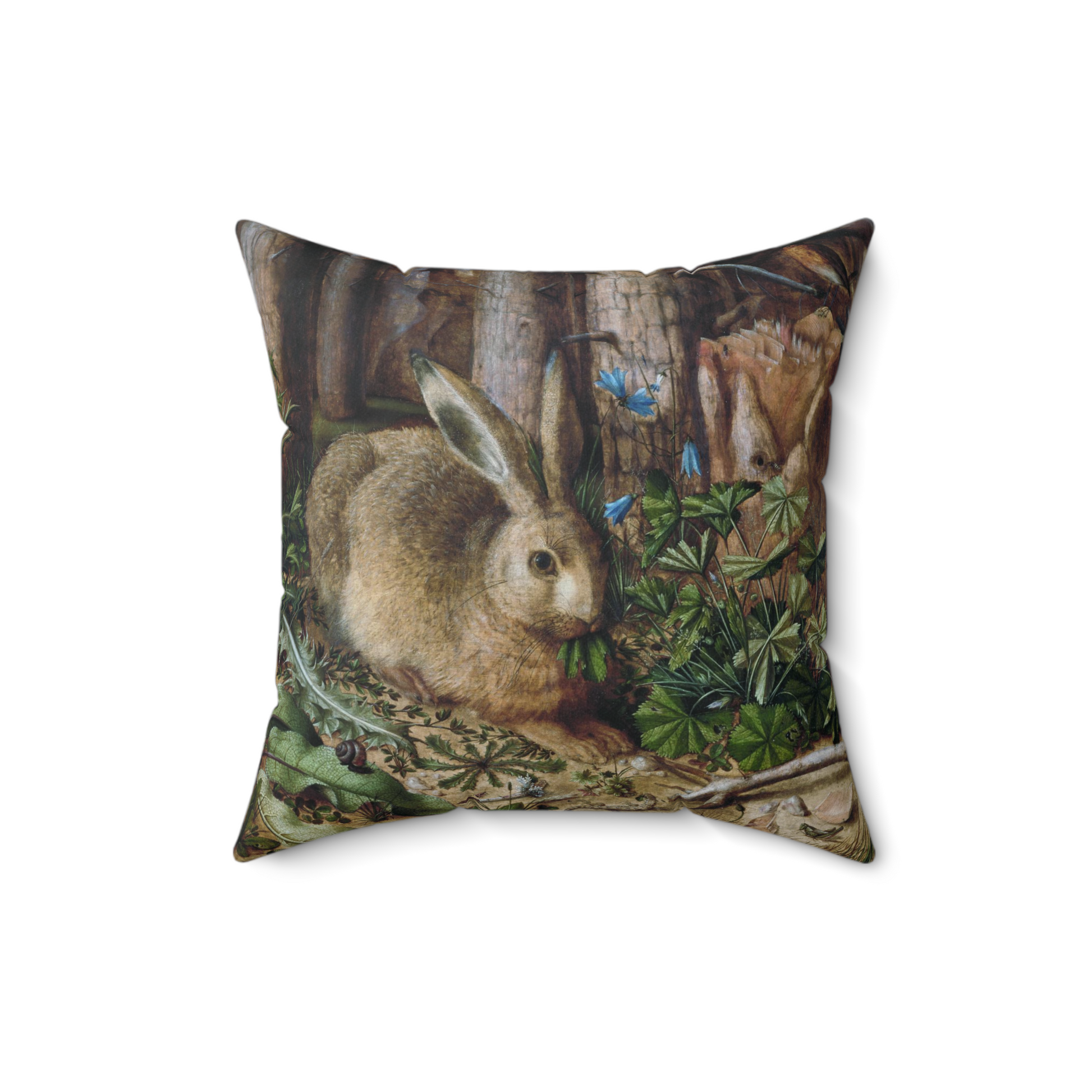 Hare in The Forest Decorative Faux Suede Throw Pillow 16x16 Inches 16 Inch Animal Animal Art Decorative Pillow Hare Rabbit Throw Pillow Throw Pillows