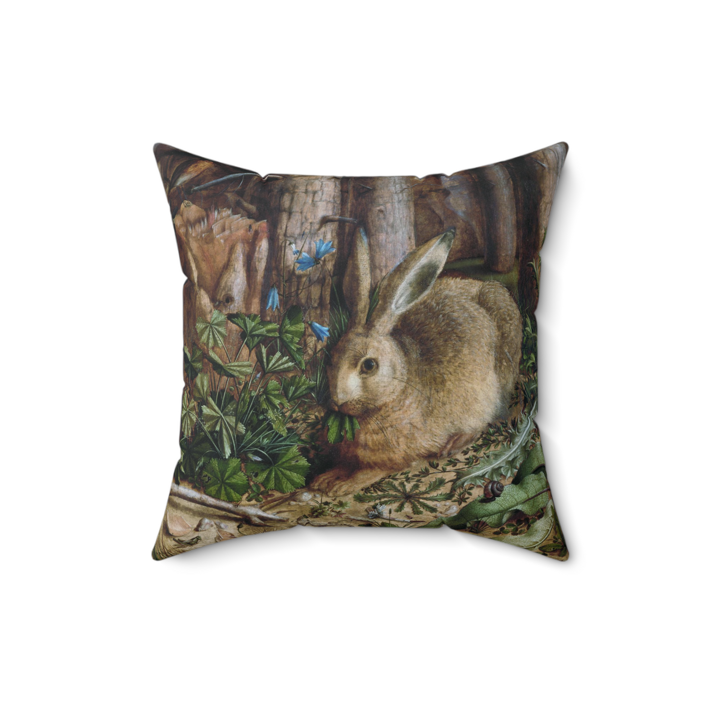 Hare in The Forest Decorative Faux Suede Throw Pillow 16x16 Inches 16 Inch Animal Animal Art Decorative Pillow Hare Rabbit Throw Pillow Throw Pillows