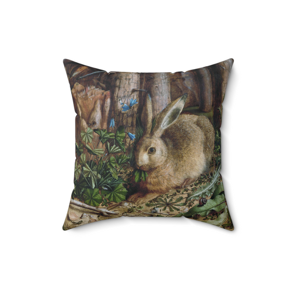 Hare in The Forest Decorative Faux Suede Throw Pillow 16x16 Inches