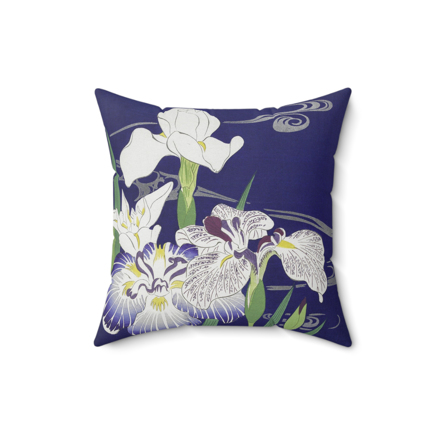 Irises Japanese Art Decorative Faux Suede Throw Pillow 16x16 Inches 16 Inch Decorative Pillow Flower Art Flowers Irises Japan Japanese Throw Pillow Throw Pillows