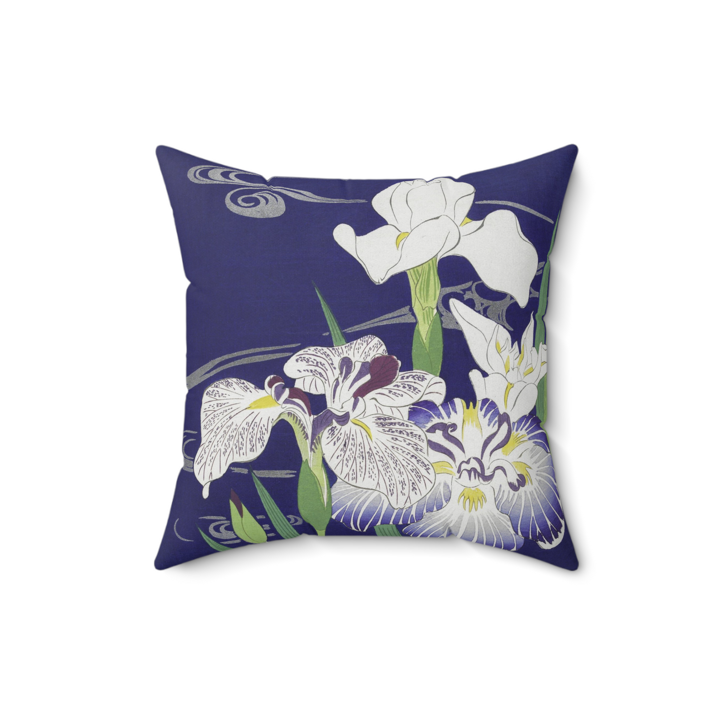 Irises Japanese Art Decorative Faux Suede Throw Pillow 16x16 Inches 16 Inch Decorative Pillow Flower Art Flowers Irises Japan Japanese Throw Pillow Throw Pillows