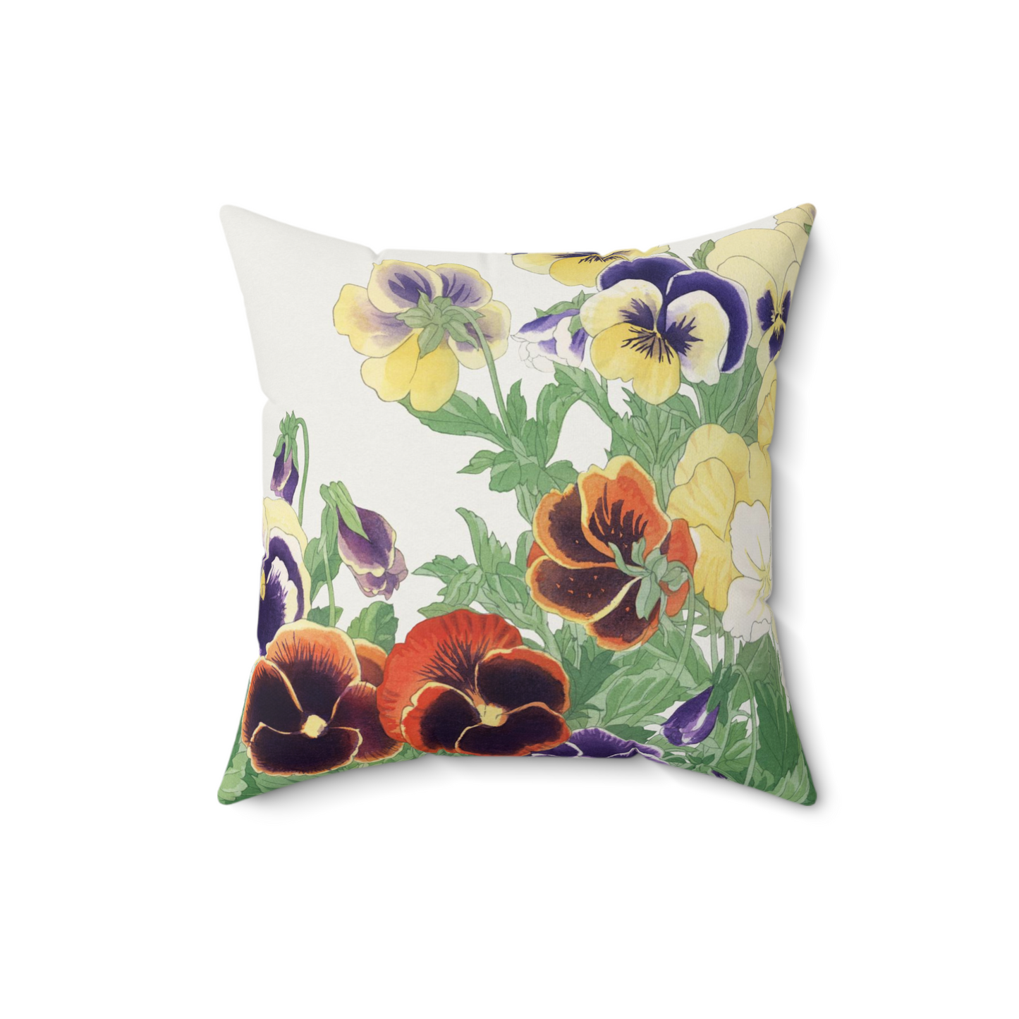 Pansies Flowers Decorative Faux Suede Throw Pillow 16x16 Inches 16 Inch Decorative Pillow Flower Art Flowers Pansies Throw Pillow Throw Pillows