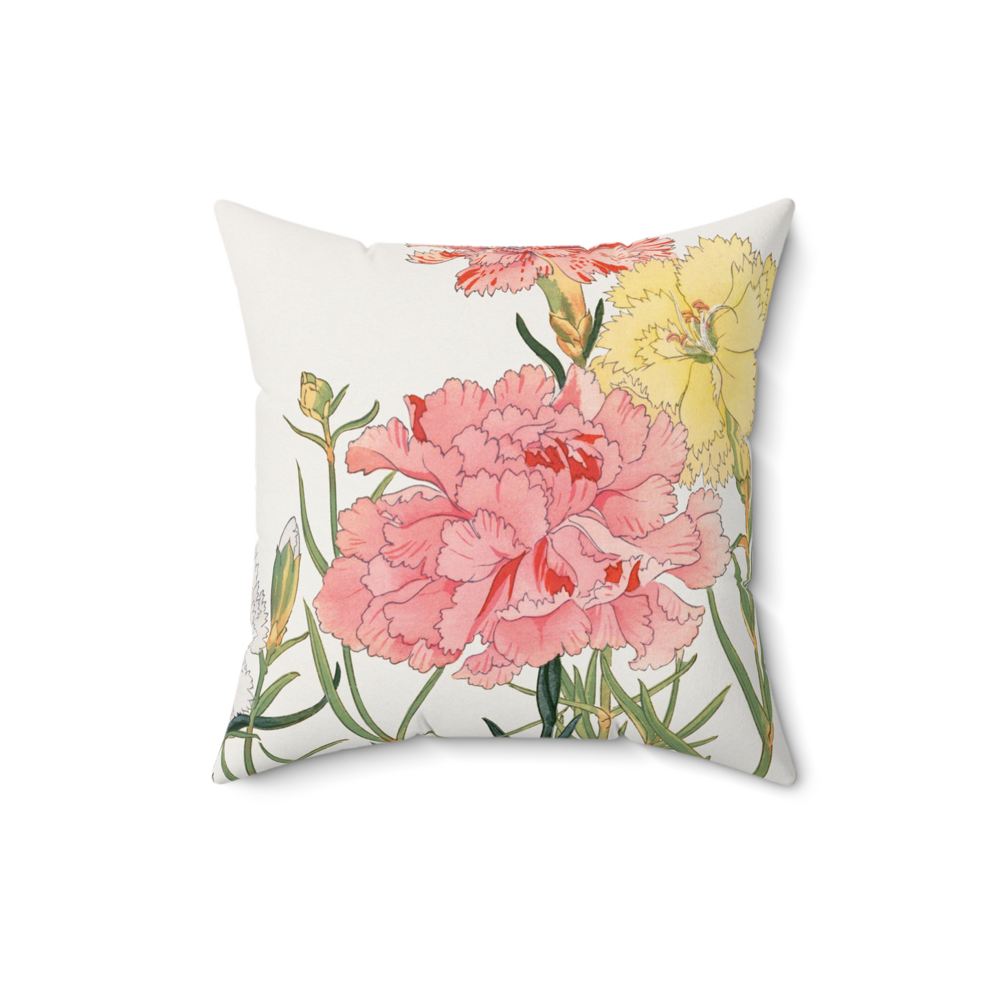 Pink Carnation Decorative Faux Suede Throw Pillow 16x16 Inches 16 Inch Carnation Decorative Pillow Flowers Pink Throw Pillow Throw Pillows