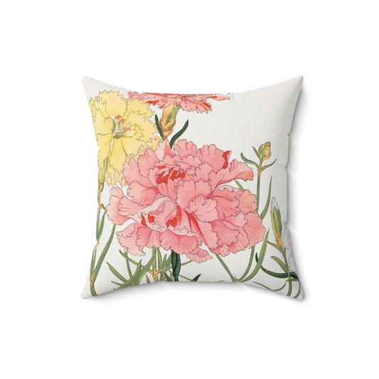 Pink Carnation Decorative Faux Suede Throw Pillow 16x16 Inches 16 Inch Carnation Decorative Pillow Flowers Pink Throw Pillow Throw Pillows