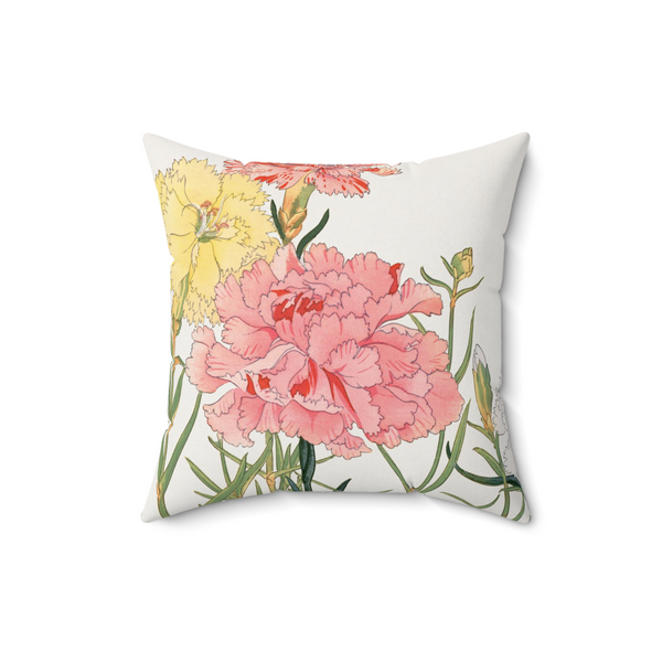 Pink Carnation Decorative Faux Suede Throw Pillow 16x16 Inches