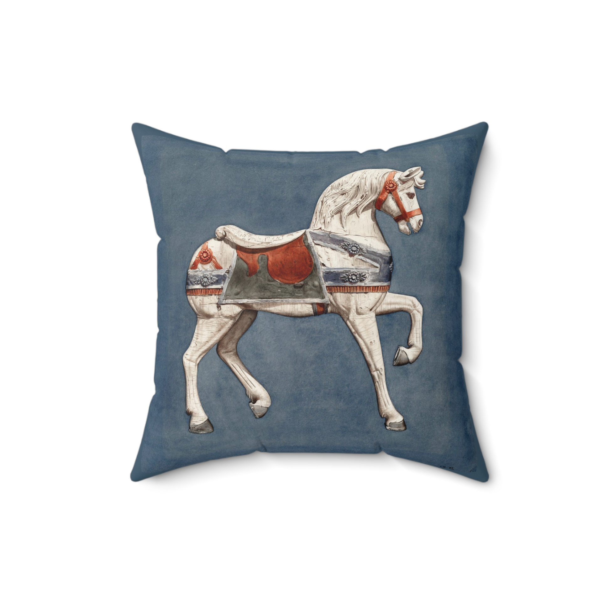 Carousel Horse Decorative Faux Suede Throw Pillow 16x16 Inches 16 Inch Carousel Horse Decorative Pillow Horse Throw Pillow Throw Pillows