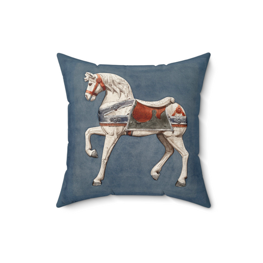 Carousel Horse Decorative Faux Suede Throw Pillow 16x16 Inches 16 Inch Carousel Horse Decorative Pillow Horse Throw Pillow Throw Pillows