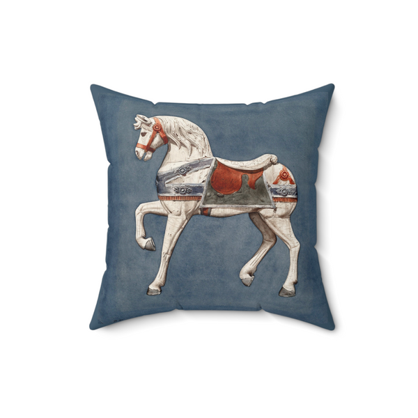 Carousel Horse Decorative Faux Suede Throw Pillow 16x16 Inches
