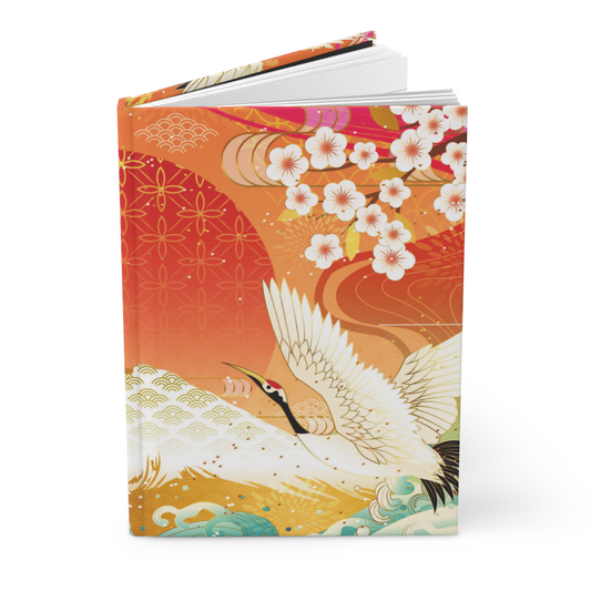 Japanese Cranes Art Hardcover Journal 150 Page Lined Notebook Hardcover Journal Journal Notebook Office Accessory Office Products Office Supplies Hardcover Journal