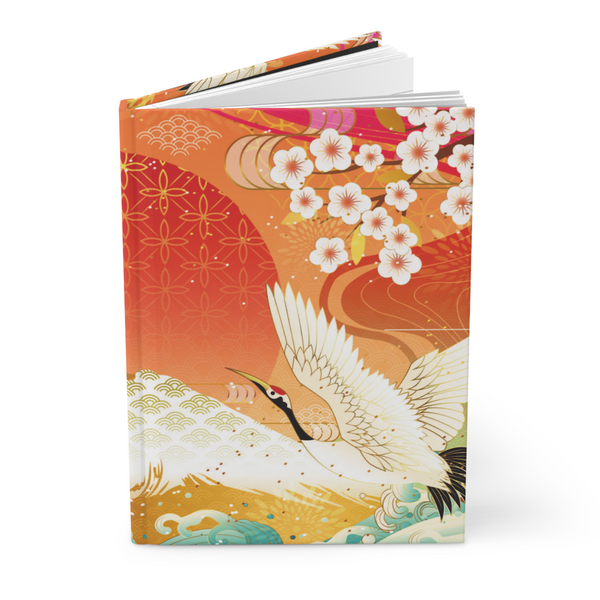 Japanese Cranes Art Hardcover Journal 150 Page Lined Notebook