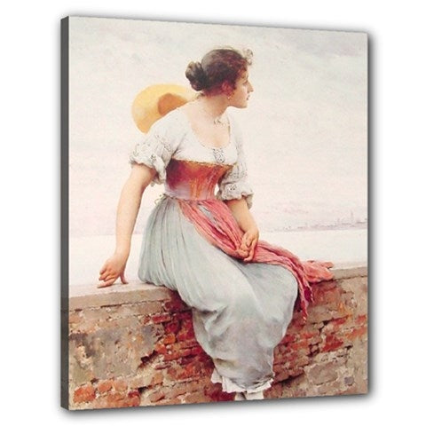 A Pensive Moment Eugene de Blaas Stretched Canvas Wall Art Print 24 Inches Stretched Canvas 24" by 20"