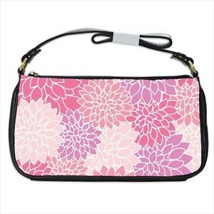 Pink Flower Petals Pattern Black Clutch Purse Purse