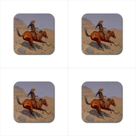 The Cowboy Remington Bar Drink Coasters Rubber Beverage Anti Slip Set Anti Slip Barware Beverage Coasters Cowboy Horse Rubber Coasters Western Rubber Coasters