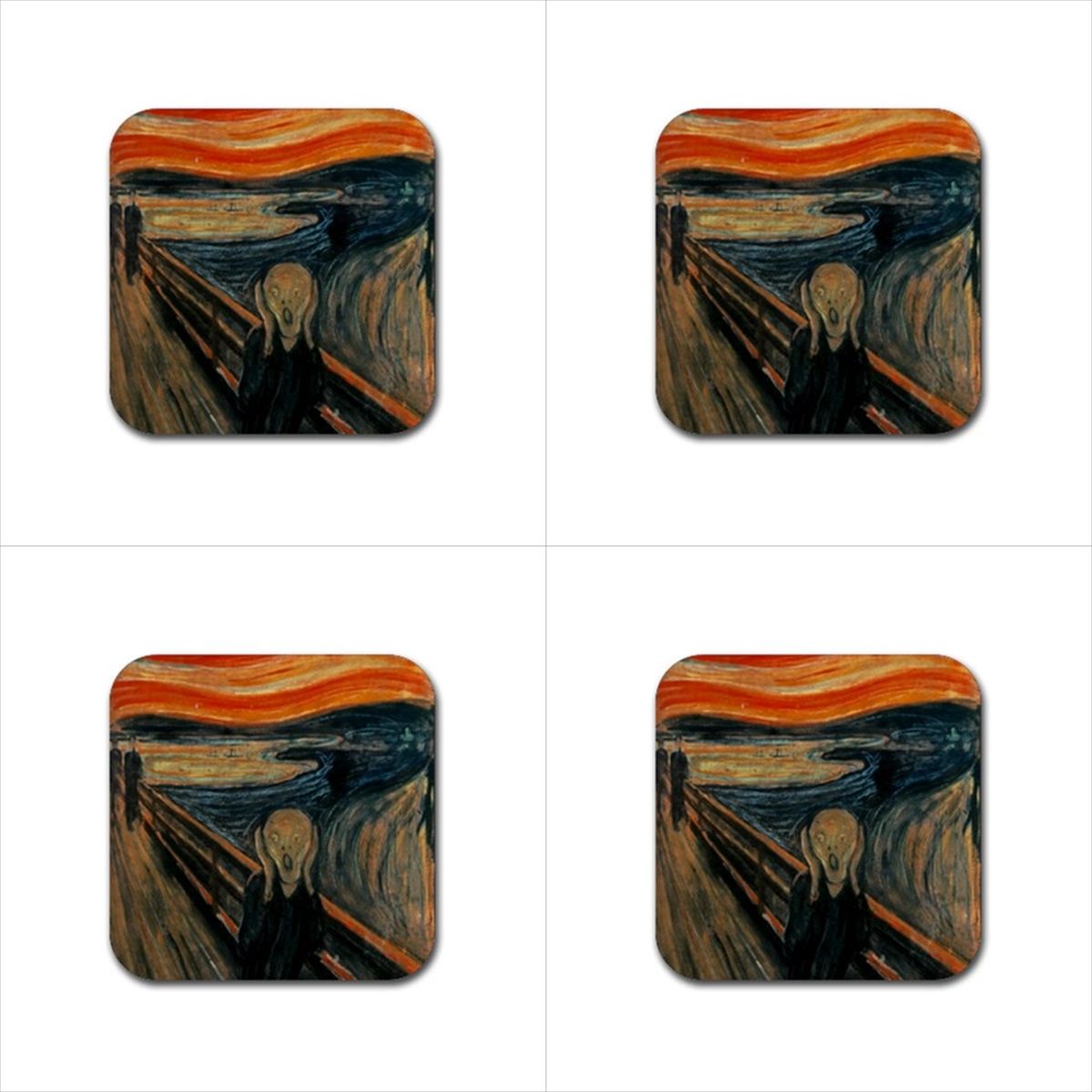 The Scream Drink Coasters Rubber Beverage Anti Slip Set Anti Slip Barware Beverage Coasters Edvard Munch Rubber Coasters The Scream Rubber Coasters