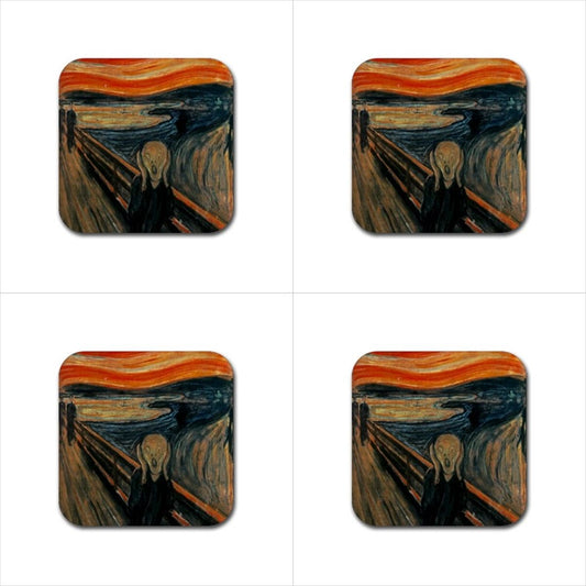 The Scream Drink Coasters Rubber Beverage Anti Slip Set Anti Slip Barware Beverage Coasters Edvard Munch Rubber Coasters The Scream Rubber Coasters