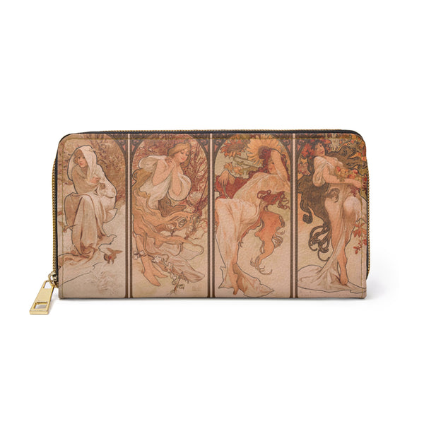 The Seasons Art Nouveau Women Faux Leather Zipper Wallet