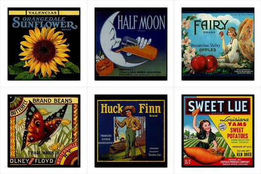 Vintage Food Advertising Ad Art Ceramic Tile Set of 6 Home Decor Backsplash Tiles Ceramic Tile Set