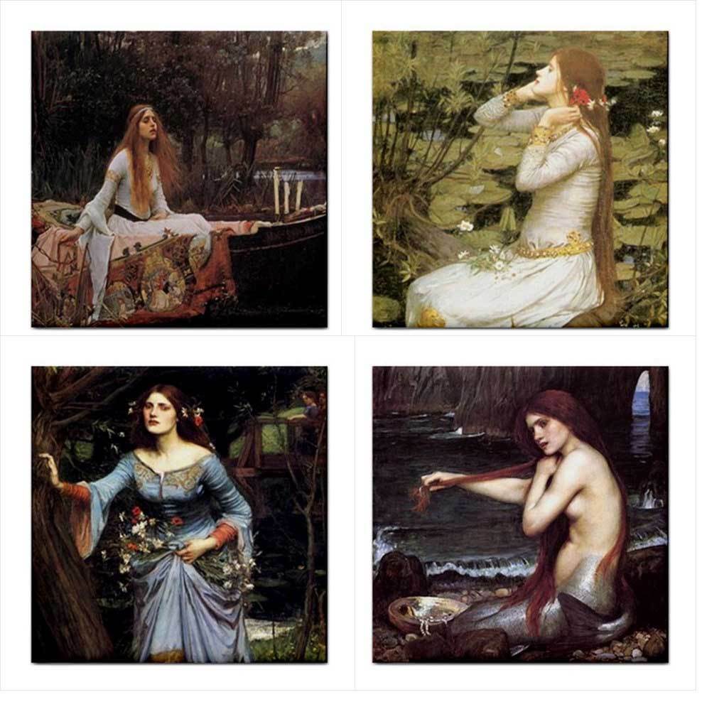 John William Waterhouse Ceramic Tile Art Set Of 4 Decorative Backsplash Tiles Ceramic Tile Set